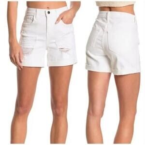 NWT L’agence balboa double roll white denim shorts SIZE 25 (b18)